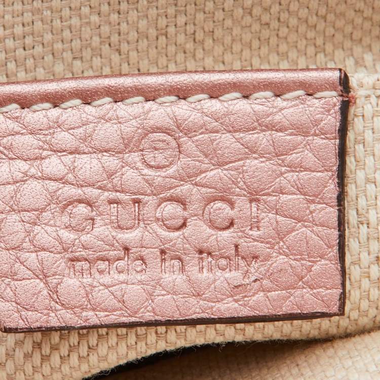 Pre Owned Gucci Metallic Pink Leather Mini Soho Disco Chain Crossbody Bag