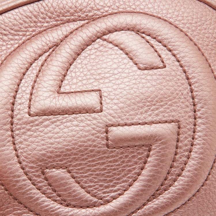 Pre Owned Gucci Metallic Pink Leather Mini Soho Disco Chain Crossbody Bag