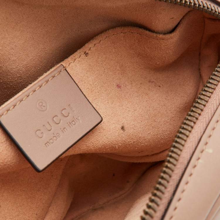 Pre Owned Gucci Beige Matelassé Leather GG Marmont Belt Bag