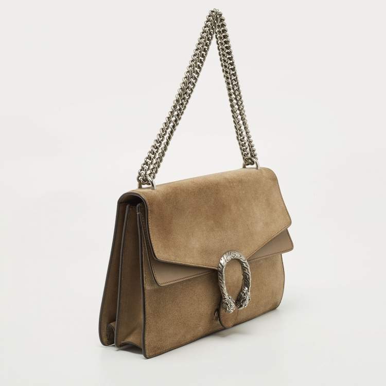 مملوكة مسبقًا Gucci Beige Suede and Leather Medium Dionysus Shoulder Bag