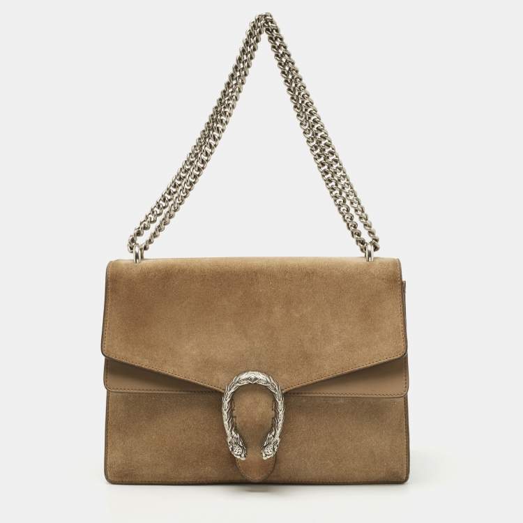 مملوكة مسبقًا Gucci Beige Suede and Leather Medium Dionysus Shoulder Bag
