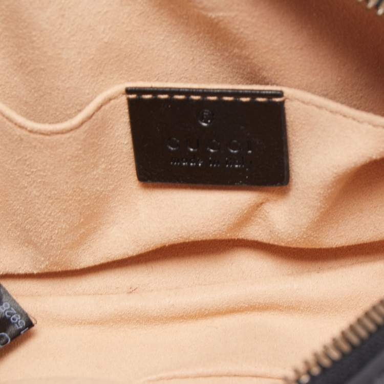 Pre Owned Gucci Black Matelassé Leather GG Marmont Belt Bag