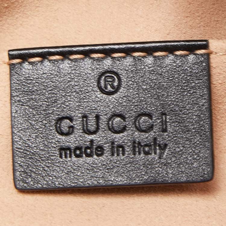 Pre Owned Gucci Black Matelassé Leather GG Marmont Belt Bag