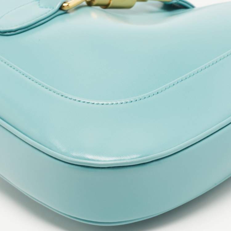 Pre Owned Gucci Light Blue Leather Small Jackie 1961 Hobo