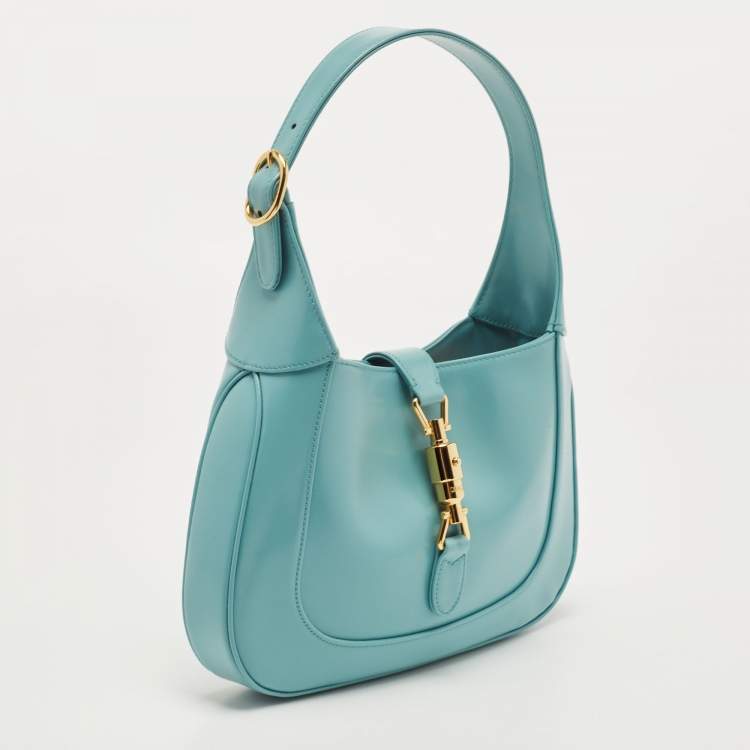 Pre Owned Gucci Light Blue Leather Small Jackie 1961 Hobo