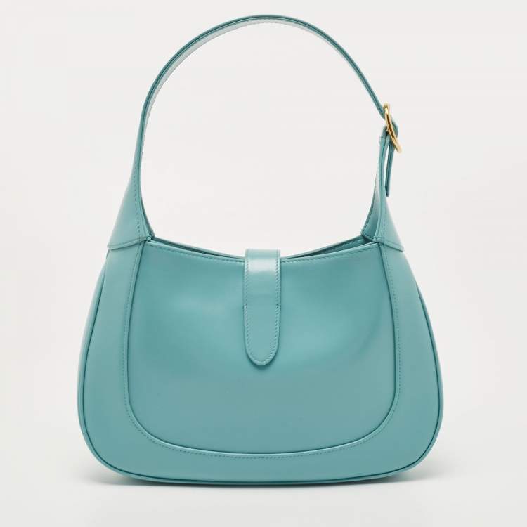 Pre Owned Gucci Light Blue Leather Small Jackie 1961 Hobo