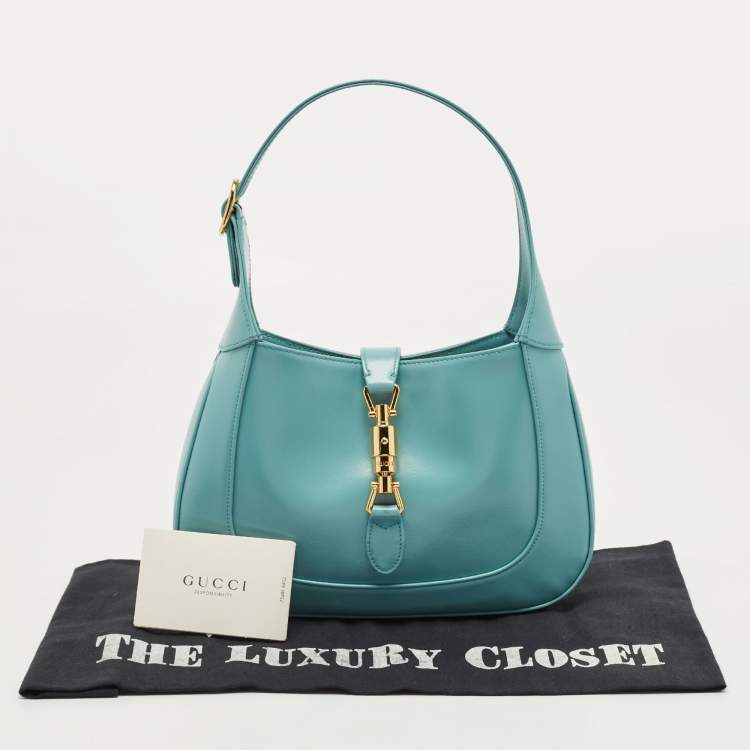 Pre Owned Gucci Light Blue Leather Small Jackie 1961 Hobo