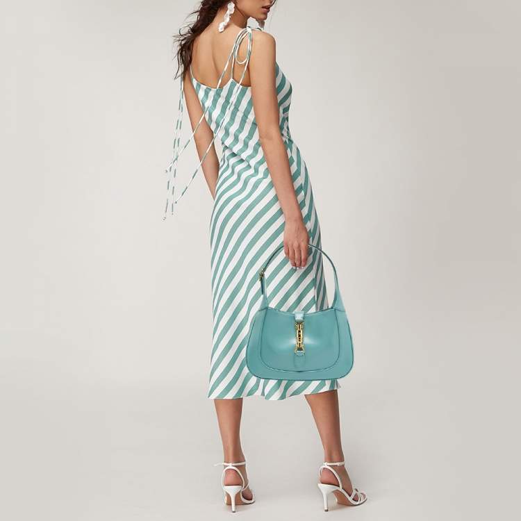 Pre Owned Gucci Light Blue Leather Small Jackie 1961 Hobo