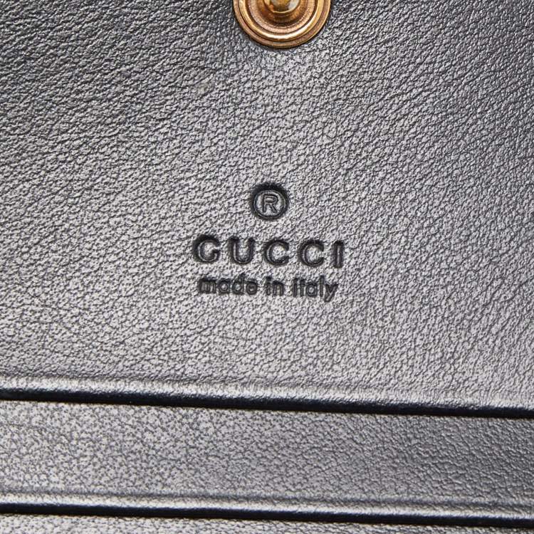 Pre Owned Gucci Blakc Matelasse Leather GG Marmont Card Case