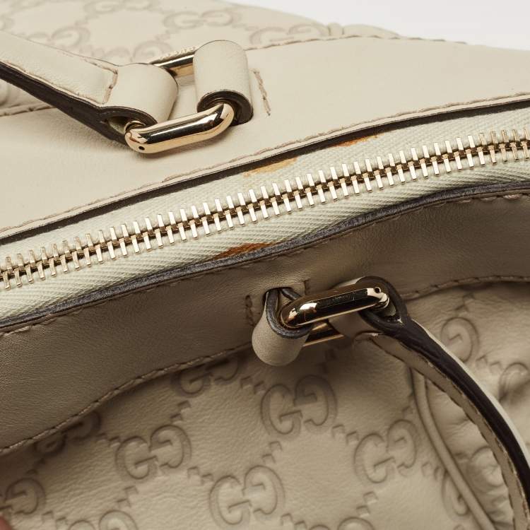 Pre Owned Gucci Off White Guccisima Leather Mayfair Tote