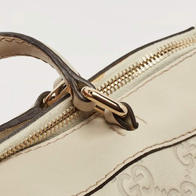 Pre Owned Gucci Off White Guccisima Leather Mayfair Tote