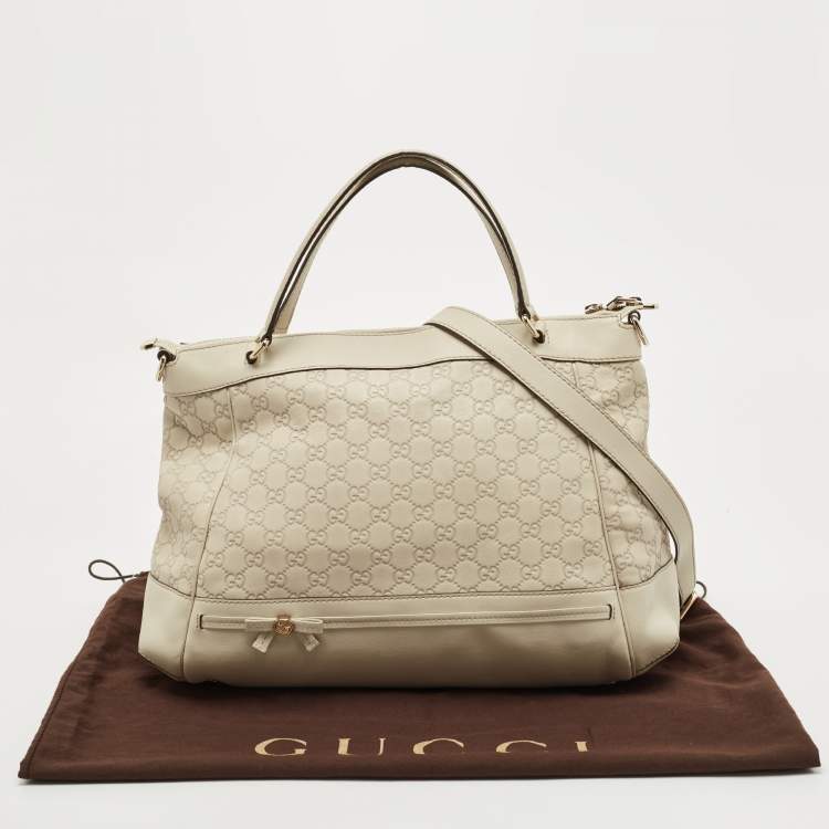 Pre Owned Gucci Off White Guccisima Leather Mayfair Tote