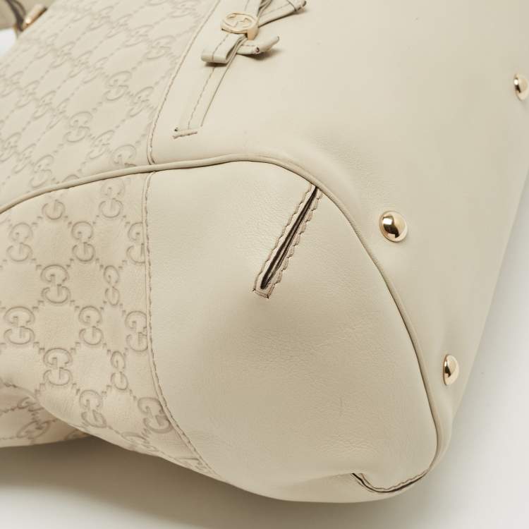 Pre Owned Gucci Off White Guccisima Leather Mayfair Tote