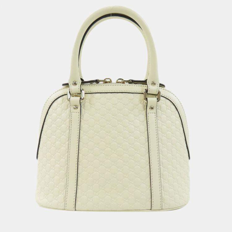 Pre Owned Gucci White Leather Microguccissima Mini Dome Shoulder Bag