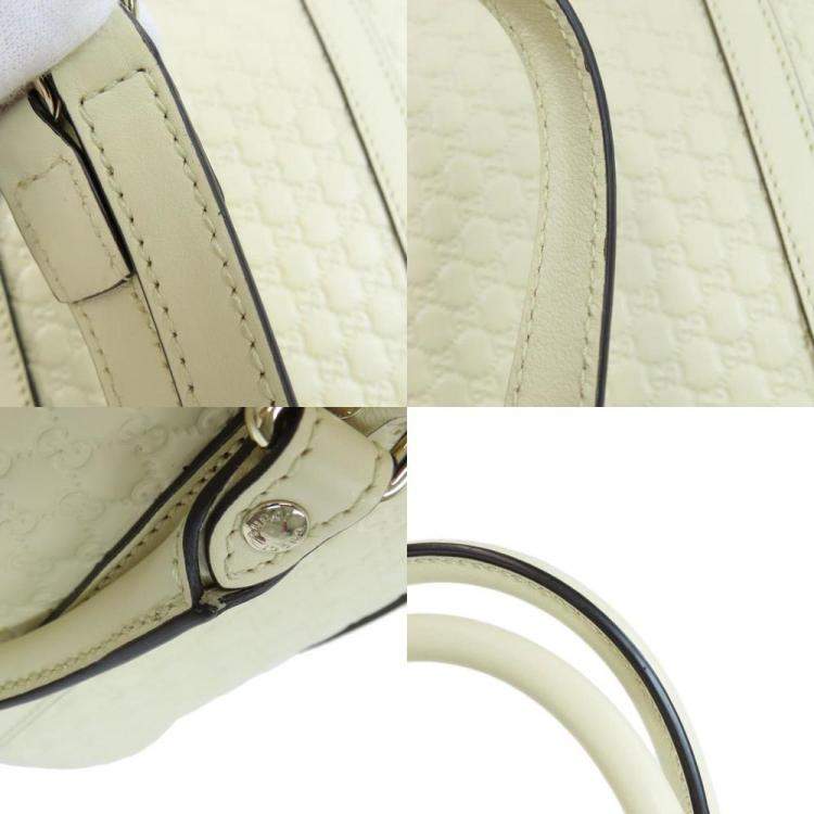 Pre Owned Gucci White Leather Microguccissima Mini Dome Shoulder Bag