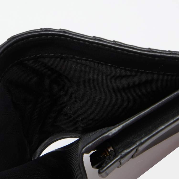 Pre Owned Gucci Black Matelassé Leather Cicada GG Marmont Card Case