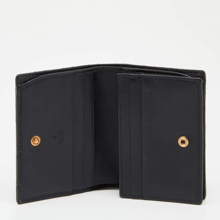 GG Marmont card case wallet in black leather and GG supreme