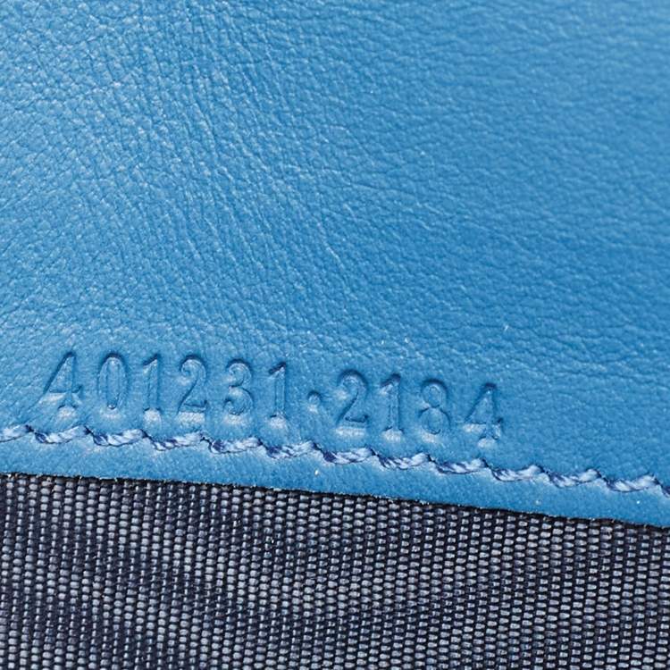 Pre Owned Gucci Blue/Beige GG Blooms Supreme Canvas and Leather Dionysus Wallet On Chain