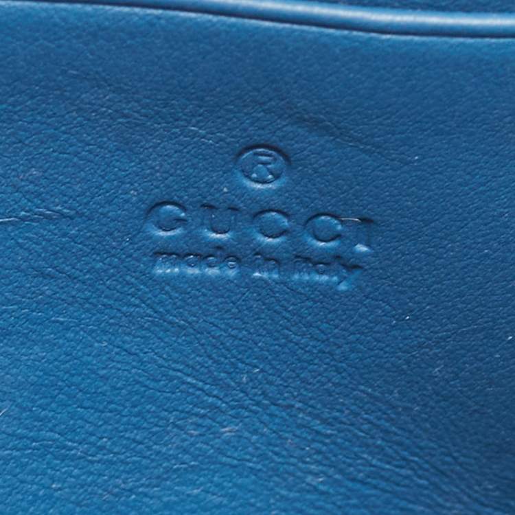 Pre Owned Gucci Blue/Beige GG Blooms Supreme Canvas and Leather Dionysus Wallet On Chain