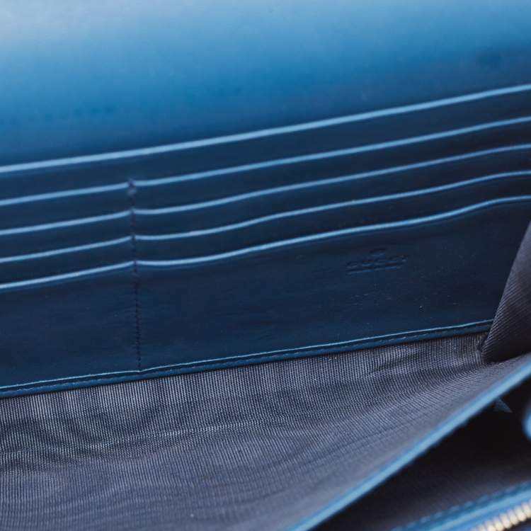 Pre Owned Gucci Blue/Beige GG Blooms Supreme Canvas and Leather Dionysus Wallet On Chain