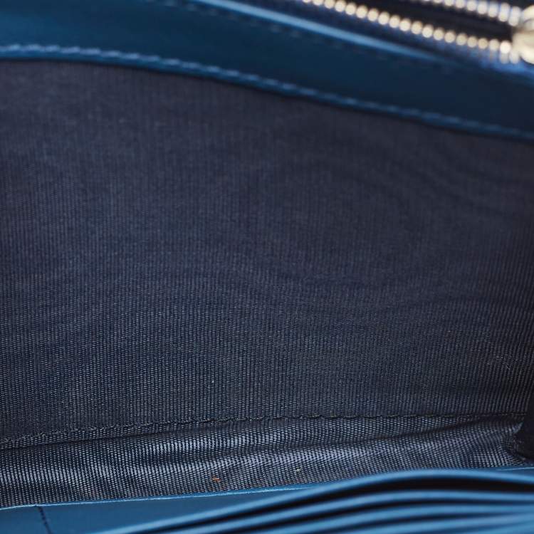 Pre Owned Gucci Blue/Beige GG Blooms Supreme Canvas and Leather Dionysus Wallet On Chain