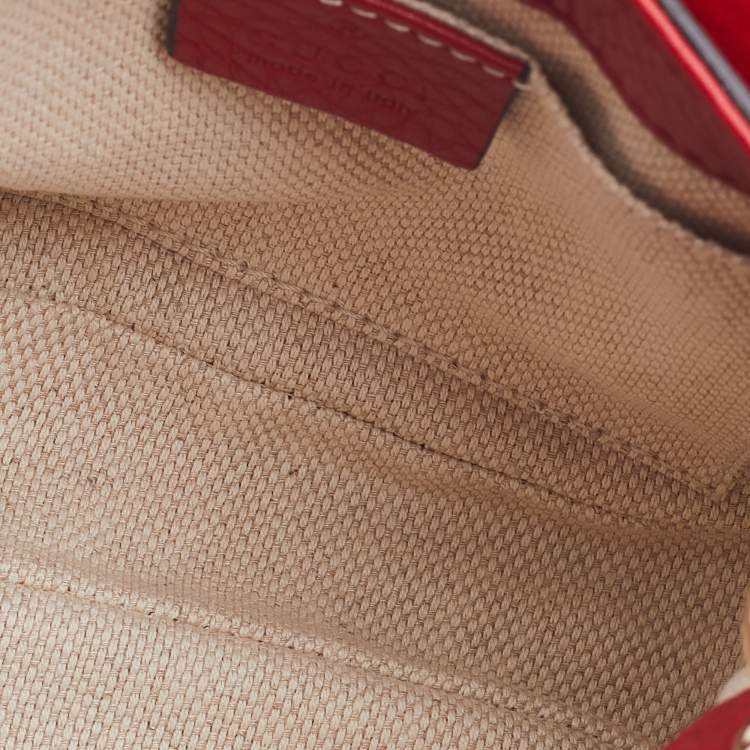 Pre Owned Gucci Red Leather Soho Flap Chain Crossbody Bag