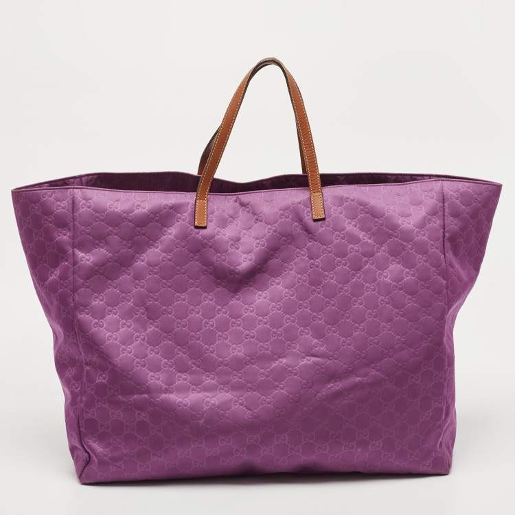 Pre Owned Gucci Purple Nylon Guccissima Shopper Tote Bag