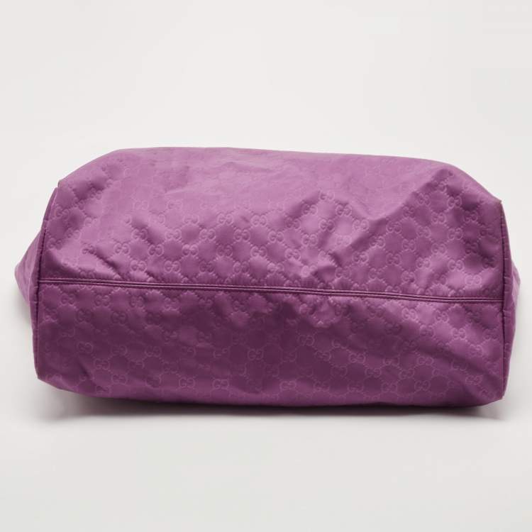 Pre Owned Gucci Purple Nylon Guccissima Shopper Tote Bag