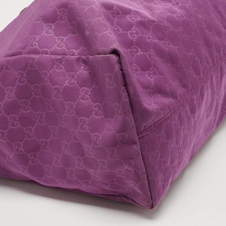 Pre Owned Gucci Purple Nylon Guccissima Shopper Tote Bag