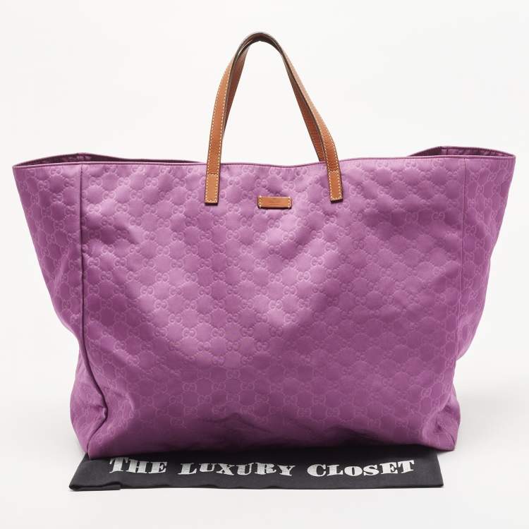 Pre Owned Gucci Purple Nylon Guccissima Shopper Tote Bag