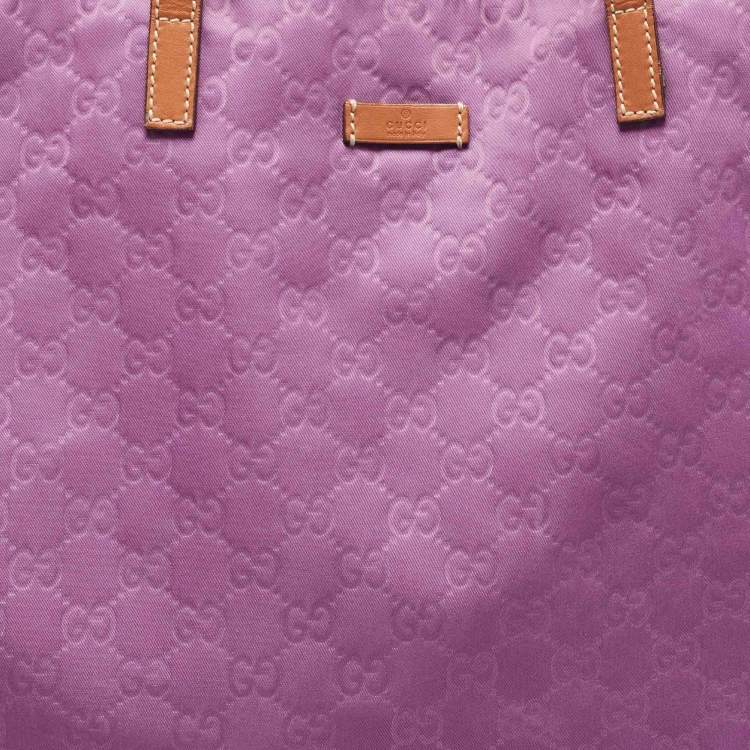 Pre Owned Gucci Purple Nylon Guccissima Shopper Tote Bag