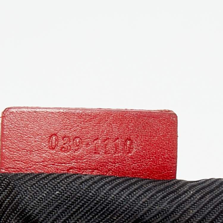 Pre Owned Gucci Red/Beige GG Canvas and Leather Flat Pouch