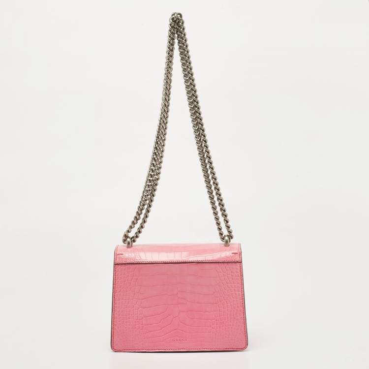 Pre Owned Gucci Pink Alligator Mini Dionysus Shoulder Bag