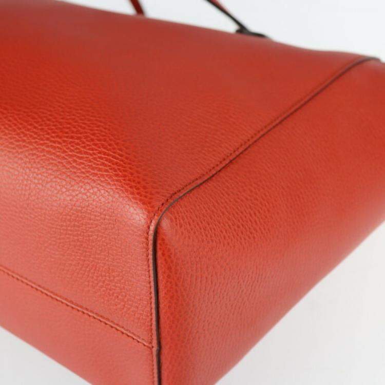 Pre Owned Gucci Orange Leather Medium Swing Tote Bag