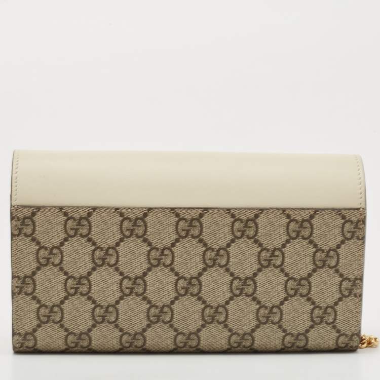 مملوكة مسبقًا Gucci Tricolor GG Supreme Canvas and Leather Continental Wallet on Chain