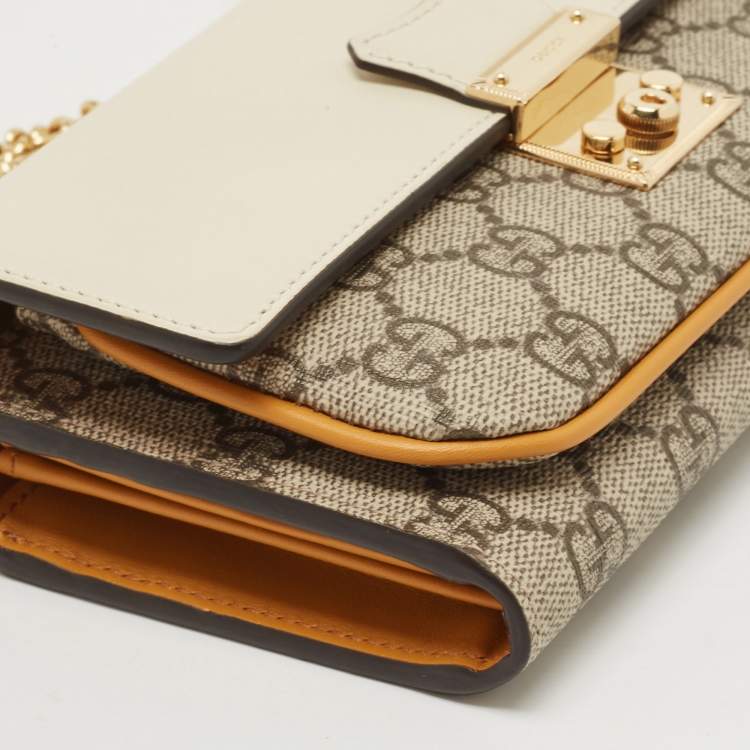 مملوكة مسبقًا Gucci Tricolor GG Supreme Canvas and Leather Continental Wallet on Chain
