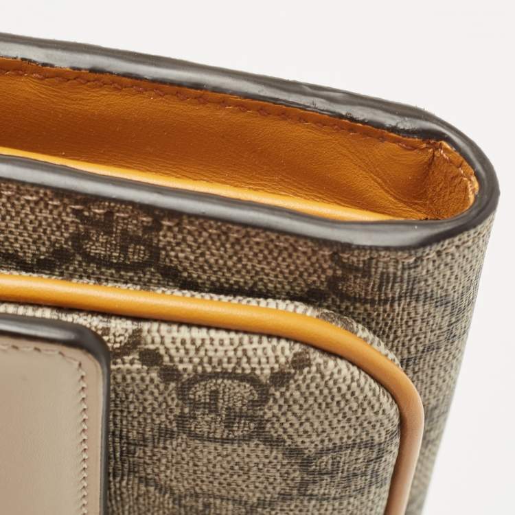 مملوكة مسبقًا Gucci Tricolor GG Supreme Canvas and Leather Continental Wallet on Chain