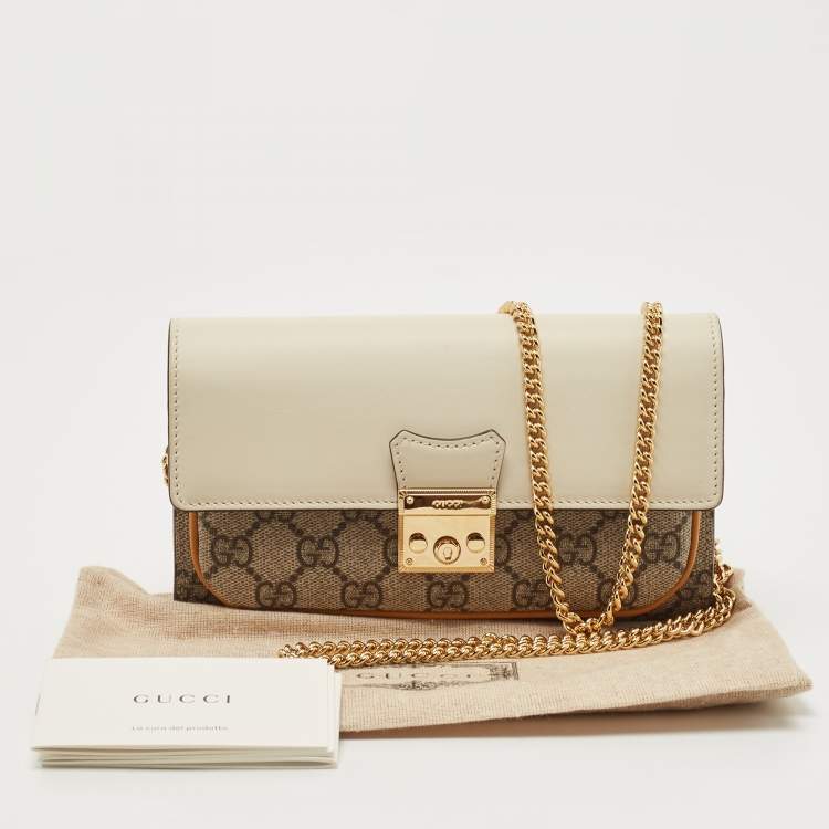 مملوكة مسبقًا Gucci Tricolor GG Supreme Canvas and Leather Continental Wallet on Chain