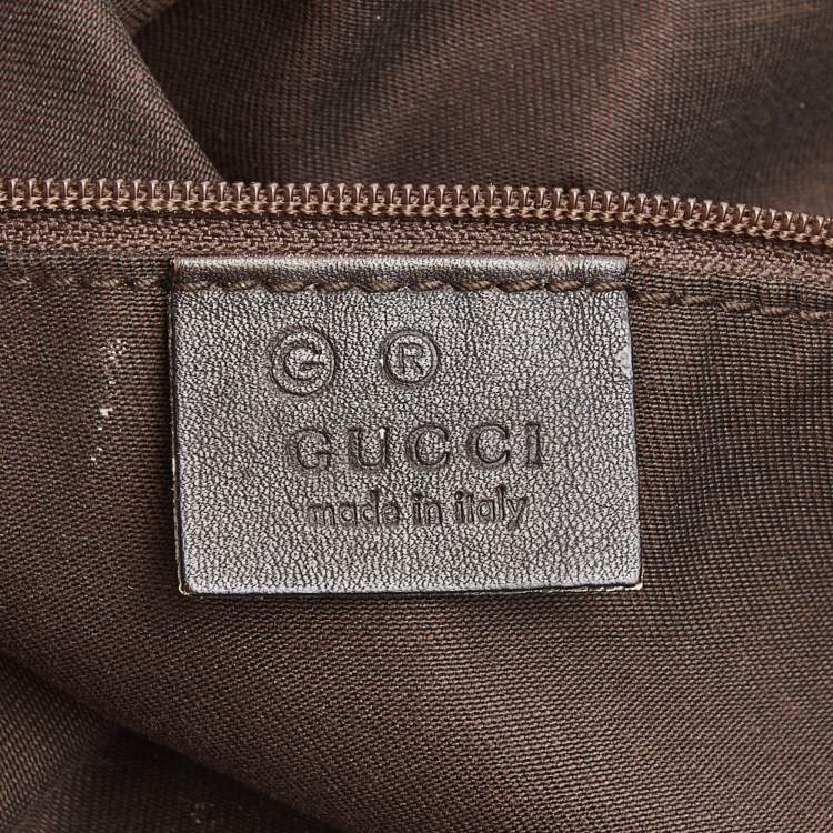 Pre Owned Gucci Dark Brown/Beige Horsebit Canvas and Leather Hobo