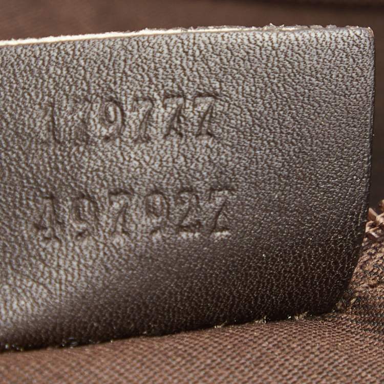 Pre Owned Gucci Dark Brown/Beige Horsebit Canvas and Leather Hobo