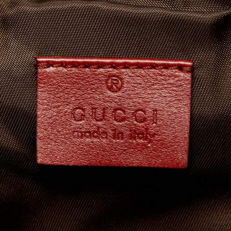 Pre Owned Gucci Blood Red Guccissima Leather Interlocking G Wristlet Clutch