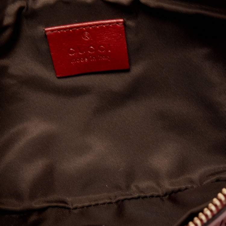 Pre Owned Gucci Blood Red Guccissima Leather Interlocking G Wristlet Clutch