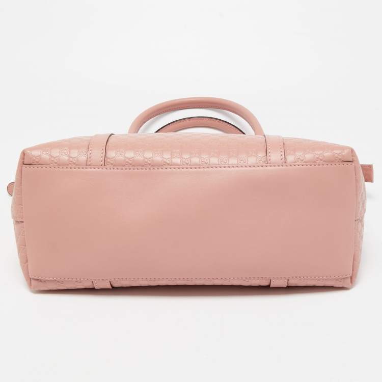 Pre Owned Gucci Pink Microguccissima Leather Margaux Tote