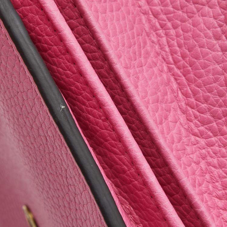Pre Owned Gucci Fuchsia Leather GG Marmont Wallet on Chain