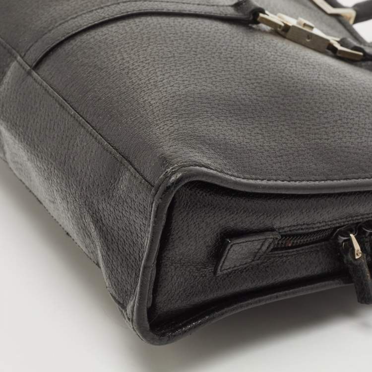 Pre Owned Gucci Black Leather Piston Day Bag