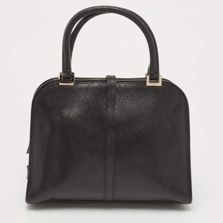 Pre Owned Gucci Black Leather Piston Day Bag