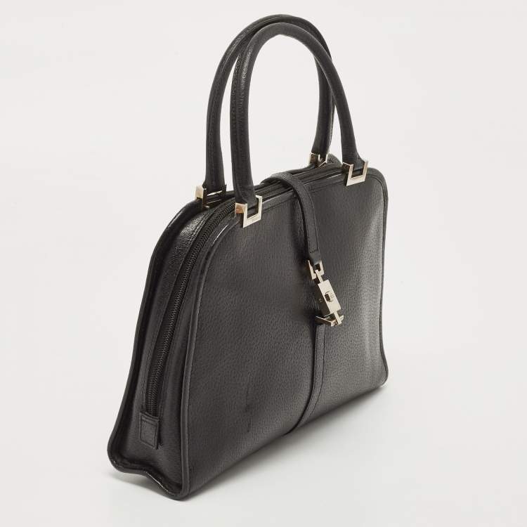 Pre Owned Gucci Black Leather Piston Day Bag