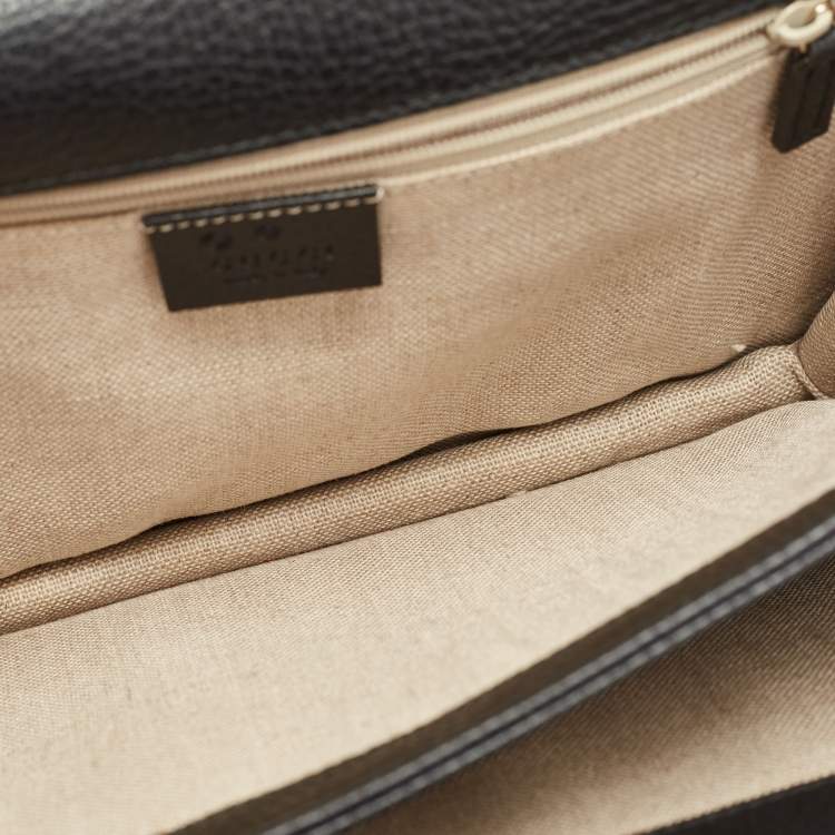 Pre Owned Gucci Black Leather Interlocking G Shoulder Bag