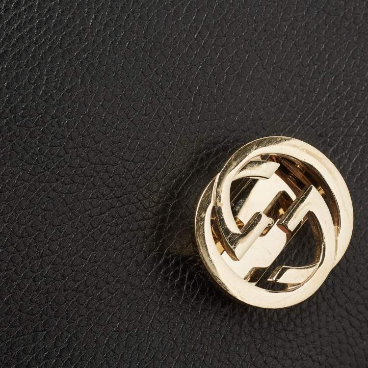 Pre Owned Gucci Black Leather Interlocking G Shoulder Bag