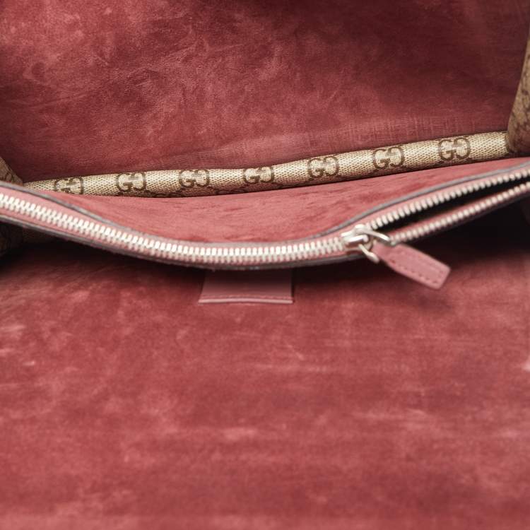 Pre Owned Gucci Old Rose/Beige GG Supreme Canvas and Suede Small Blooms Dionysus Shoulder Bag